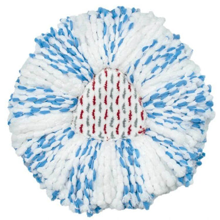 Replacement Microfiber Mop Pad for Vileda and O Cedar EasyWring - blue white round refill for EasyWring Spin Mop 1-Tank System