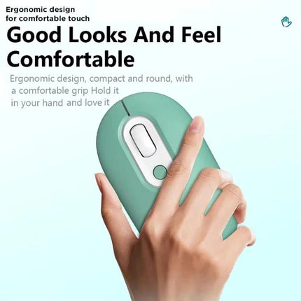 Rechargeable Silent Wireless Mouse with RGB Illumination ergonomic green mouse held in hand showing compact silent-click design