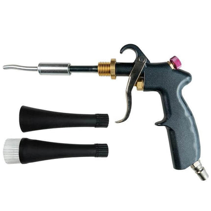 Car Interior Cleaning Gun for Dust and Air Conditioning Removal - aluminum alloy rotating tube with nozzle and brush attachments