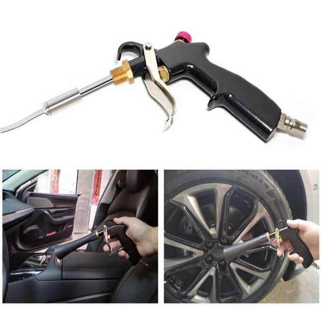 Car Interior Cleaning Gun for Dust and Air Conditioning Removal in use cleaning car vents, dashboard crevices and wheel rims