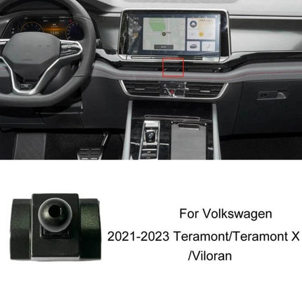 Car Air Outlet Phone Holder Base For Volkswagen Dashboard Mount shown installed on dashboard near center screen for 2021-2023 Volkswagen Teramont/Viloran