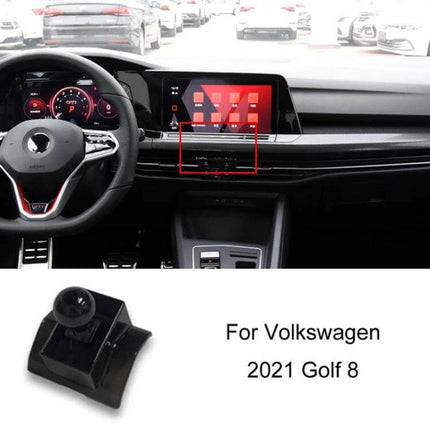 Car Air Outlet Phone Holder Base For Volkswagen Dashboard Mount shown installed on 2021 Golf 8 dashboard and separate plastic base piece