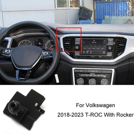 Car Air Outlet Phone Holder Base For Volkswagen Dashboard Mount shown installed on VW T-ROC dashboard near center air vent