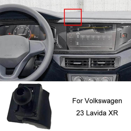 Car Air Outlet Phone Holder Base For Volkswagen Dashboard Mount shown installed on Volkswagen 23 Lavida XR dashboard, compact snap-on base