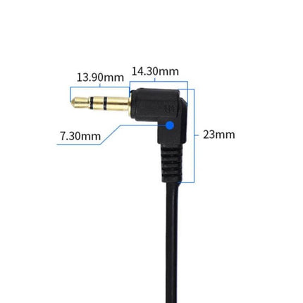 3.5mm Stereo Car Audio Cable with Gold Plated Elbow for Car Stereos – gold‑plated right-angle 3.5mm jack with measurements, durable cable for car stereos and devices