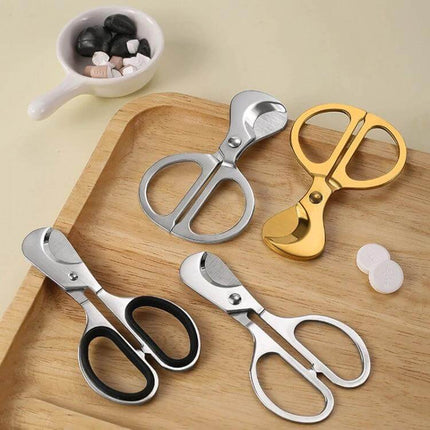 Portable Pill Cutter With Stainless Steel Blades, Oval Handle - compact stainless steel pill splitter set for travel and home care