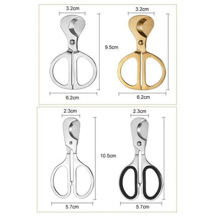 Portable Pill Cutter With Stainless Steel Blades, Oval Handle - compact stainless and gold pill scissors with oval handle, travel dosing tool