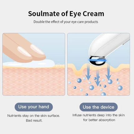 Xpreen Eye Massager For Eye Strain Relief With Gentle Heat promoting eye cream absorption using device vs hand for deeper nutrient infusion