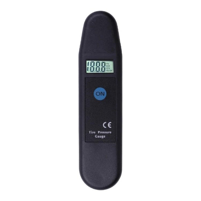 Tire Pressure Gauge for Everyday Vehicle Maintenance and Safety - digital handheld gauge with LCD and ON button for quick tire checks