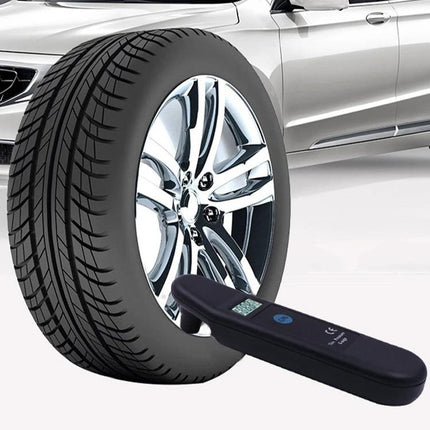 Tire Pressure Gauge for Everyday Vehicle Maintenance and Safety - digital gauge checking car tire pressure for safer driving