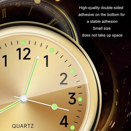 An Essential Luminous Clock for Everyday Car Drives - gold luminous car mount clock with glow dial and adhesive base