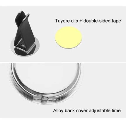 An Essential Luminous Clock for Everyday Car Drives - mounting clip and double-sided tape with alloy back cover adjustable time