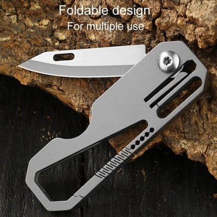 Titanium Keychain Folding Knife With Titanium Ring For Everyday Carry, compact titanium alloy blade with stainless hardware, folded keyring EDC