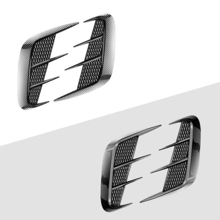 Universal Bright Black Carbon Fiber Car Fender Stickers on curved fender surface, TPU sporty carbon fiber look
