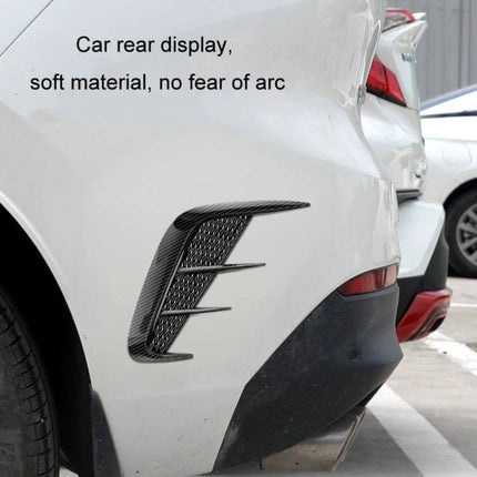 Universal Bright Black Carbon Fiber Car Fender Stickers applied to rear fender showing TPU curved fit and sporty carbon fiber look