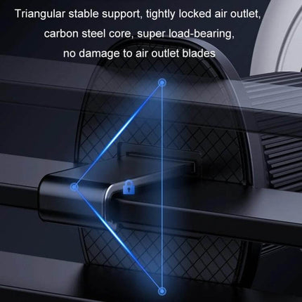 Car Wireless Magnetic Phone Holder With Ambient Light vent-mounted triangular support close-up showing N52 magnet array and 15W wireless charging
