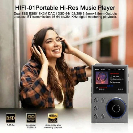 Compact Bluetooth Music Player with High-Fidelity Audio Support – portable 2.4-inch TFT player streaming Bluetooth, TF card, FM radio, and audio recording
