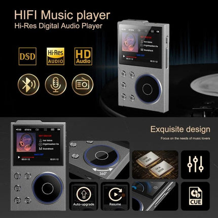Compact Bluetooth Music Player with High-Fidelity Audio Support - portable Hi-Fi player with 2.4-inch color screen, Bluetooth, TF card, FM radio, and recording