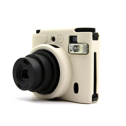 FUJIFILM Instax Mini 99 Silicone Protective Camera Case in cream silicone, protective fit around instant camera showing lens and flash