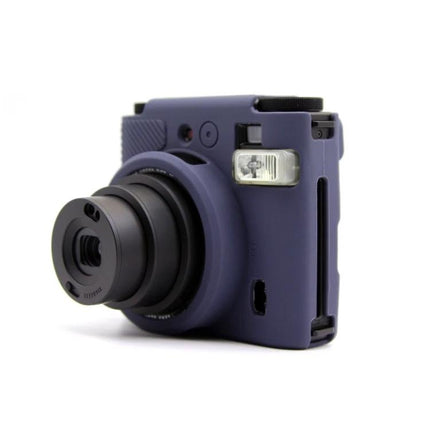 FUJIFILM Instax Mini 99 Silicone Protective Camera Case in navy silicone fitted on camera showing lens and flash