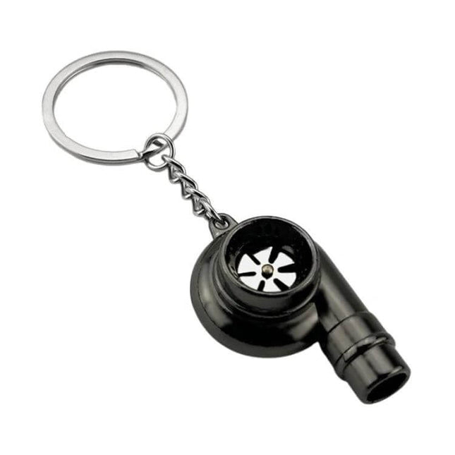 Turbo Keychain Pendant Large Black Car Accessory For Daily Use - glossy zinc alloy turbo-shaped keychain for keys or bags