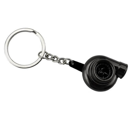 Turbo Keychain Pendant Large Black Car Accessory For Daily Use - glossy zinc alloy turbocharger keyring, durable gift or bag charm