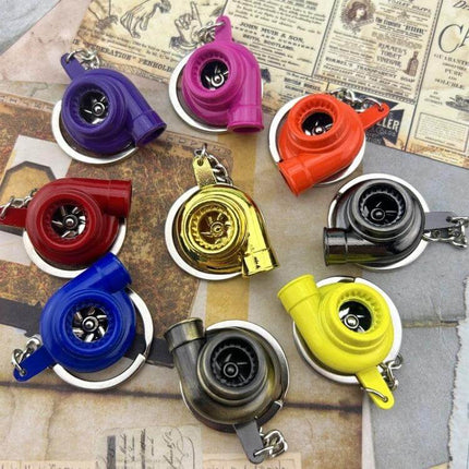 Turbo Keychain Pendant Large Black Car Accessory For Daily Use - glossy large zinc alloy turbo keychain shown among colorful variants