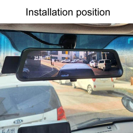Triple Camera Dash Cam for Cars with GPS and Blind Spot Detection rearview mirror installation showing front and blind spot views