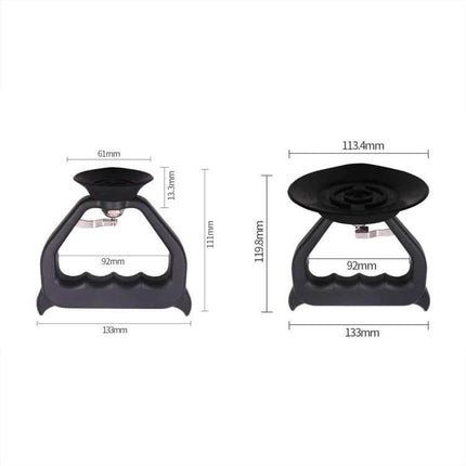 Car Dent Repair Suction Cup Puller Tool in Small and Large Sizes – black ergonomic suction puller with thickened rubber pad and dimensions shown