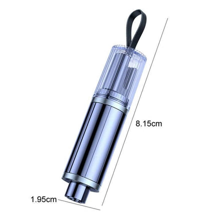 Portable Car Safety Hammer for Emergency Window Breaking and Seat Belt Cutting compact tungsten hammer with sheath and strap, 8.15cm length, 1.95cm tip
