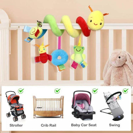 Baby Caterpillar Cot Spiral Toy For Pram Hanging Rattle plush spiral toy wrapped on crib rail and stroller with hanging rattles for infants