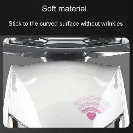 Reflective Car Safety Stickers for Night Visibility, 3-Piece Set shown on curved car hood demonstrating soft material and wrinkle-free application