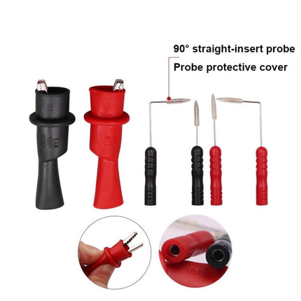 Practical Probe Set for Everyday Automotive Diagnostics – red and black 90° straight-insert probes with protective covers and multimeter connectors