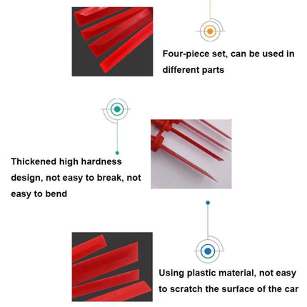 A Practical Set of Scrapers for Everyday Car Maintenance - red plastic four-piece trim removal tools for interior panels and speakers