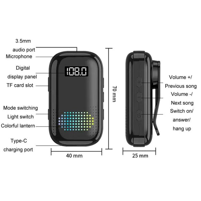 Clip-On Bluetooth 5.4 Audio Receiver With FM Radio | Syndmart