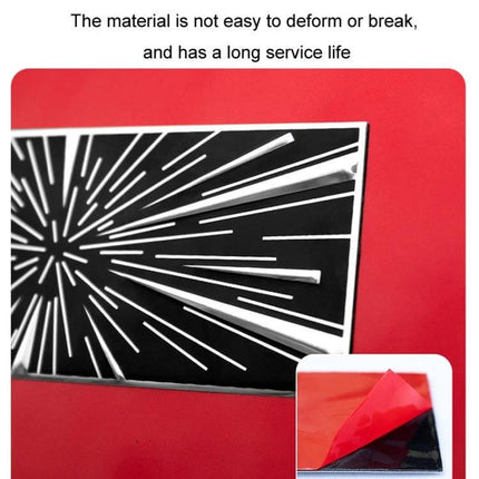 Sports Style Metal Tail Label Sticker for 2024 Tesla Model 3 and Y - black plaid time tunnel metal rear decal with 3D effect on red car surface