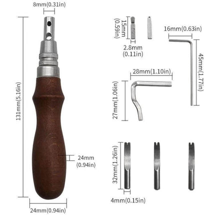 Leather Edge Presser Groove Cutter With Detachable Blades wooden handle and detachable blades set with measurements for leather edging