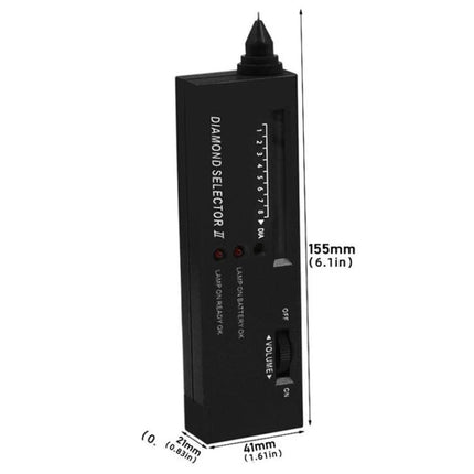 Diamond Test Pen for Verifying Gemstone Authenticity - compact black thermal conductivity tester for diamonds and gemstones, handheld pen with display