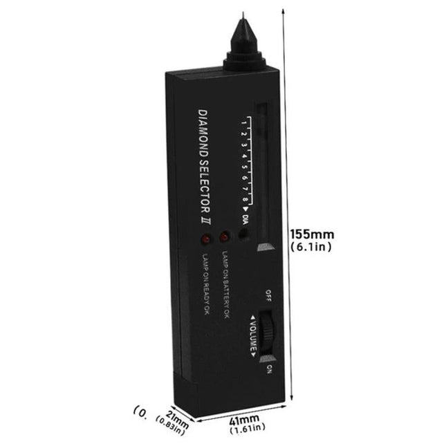 Diamond Test Pen for Verifying Gemstone Authenticity - compact black thermal conductivity tester for diamonds and gemstones, handheld pen with display