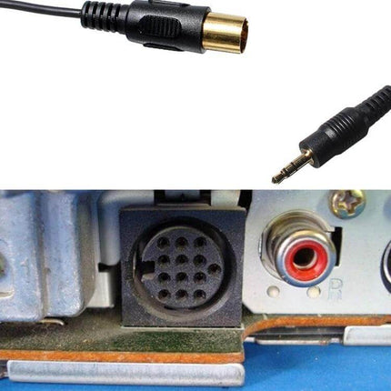 Kenwood Aux Audio Input Cable, 100cm for Car Stereo - 13-pin round disk to 3.5mm aux cable with gold-plated connectors for in-car playback