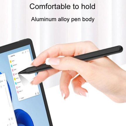Microsoft Surface Compatible Anti-Touch Handwriting Pen held writing on tablet with palm rejection and aluminum alloy body