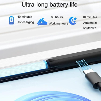 Microsoft Surface Compatible Anti-Touch Handwriting Pen showing ultra-long battery life, fast charging, 80 working hours and USB charging