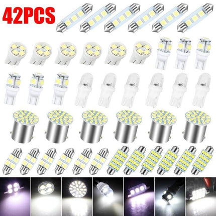Car Interior Reading LED Light Set, 42-Piece For Cabin Lighting - assorted COB wide-angle bulbs lighting map, vanity, glove box, door pockets, ceiling lights