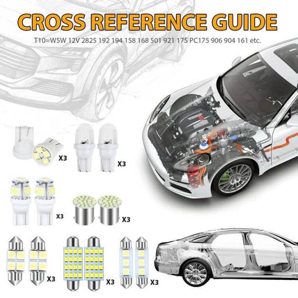 Car Interior Reading LED Light Set, 42-Piece For Cabin Lighting - COB ultra-wide-angle bulbs for map, vanity, glove box and footwell illumination