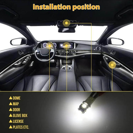Car Interior Reading LED Light Set, 42-Piece For Cabin Lighting installed showing dome, map, door and glove box illumination