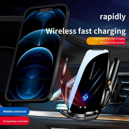 Q96 Car Wireless Charging Phone Mount With Suction Cup mounted on car vent showing wireless fast charging with a phone in place