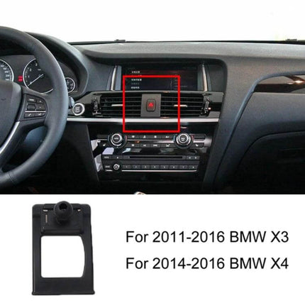 BMW Car Air Outlet Phone Holder Snap On Dashboard Mount installed on BMW X3/X4 dashboard air vent showing centered snap-on placement