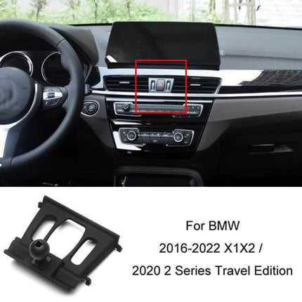 BMW Car Air Outlet Phone Holder Snap On Dashboard Mount installed on BMW dashboard air vent showing snap-on fit for navigation and hands-free use