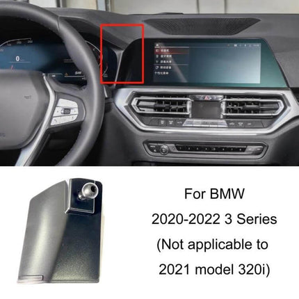 BMW Car Air Outlet Phone Holder Snap On Dashboard Mount installed next to dashboard screen and air vents for 2020-2022 BMW 3 Series