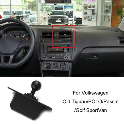 VW Air Outlet Phone Holder Base For Dashboard In Car mounted on VW dashboard air vent, compact snap-on base for navigation and hands-free use